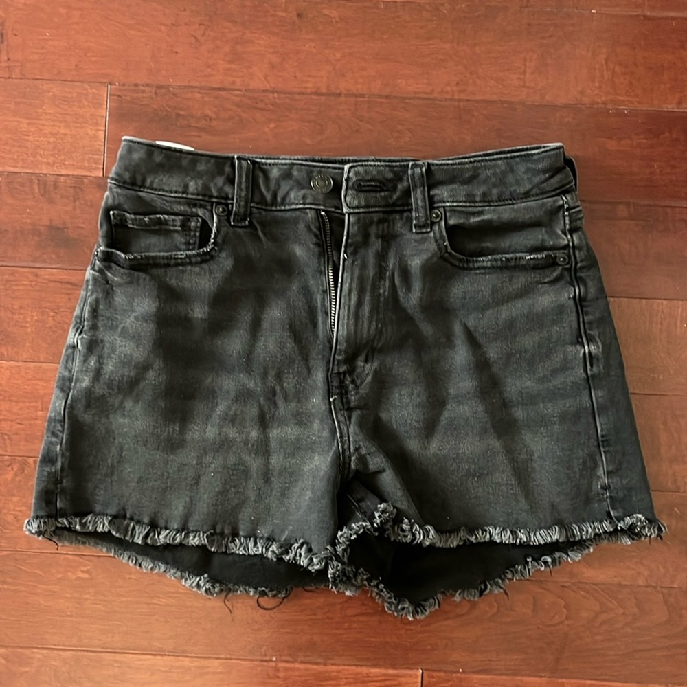 American Eagle stretch denim mom shorts black size 2